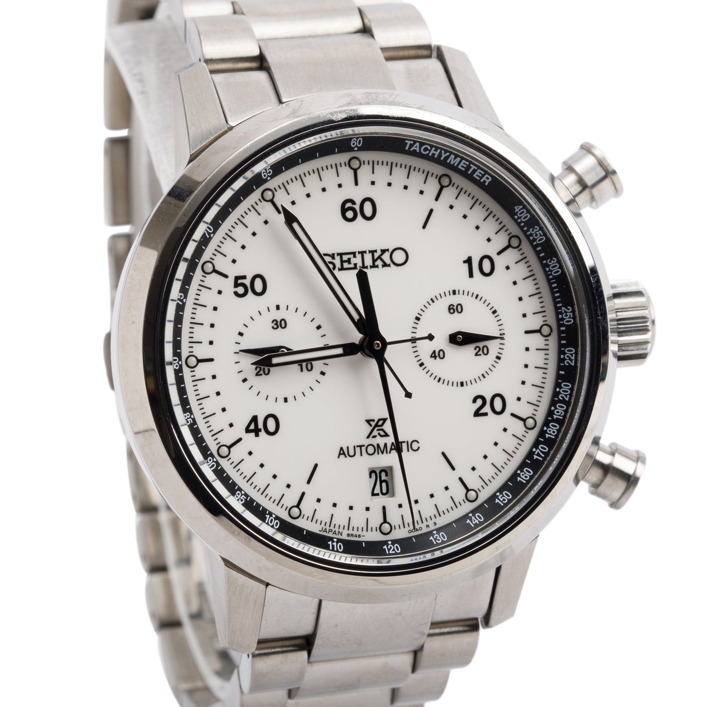 Seiko 2025 Limited Edition Stainless Steel Prospex 42.5 mm Automatic Chronograph Watch White Dial SRQ035J1 w/ Box, Papers & Extra Straps