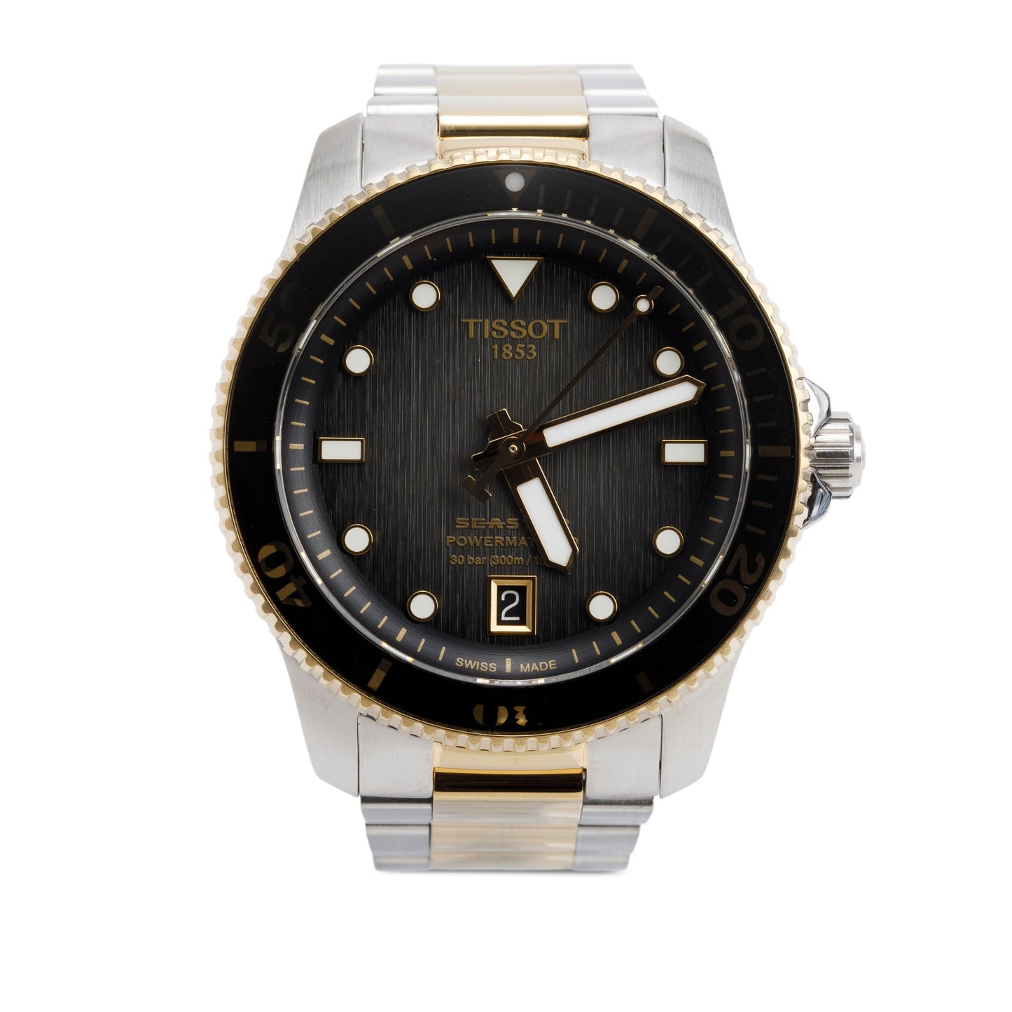 Tissot Two-Tone Stainless Steel Seastar 1000 40 MM Automatic Watch Black Dial