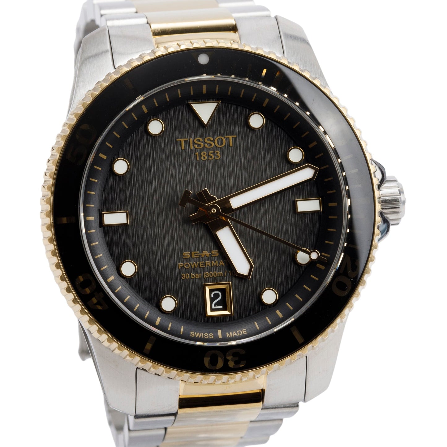 Tissot Two-Tone Stainless Steel Seastar 1000 40 MM Automatic Watch Black Dial