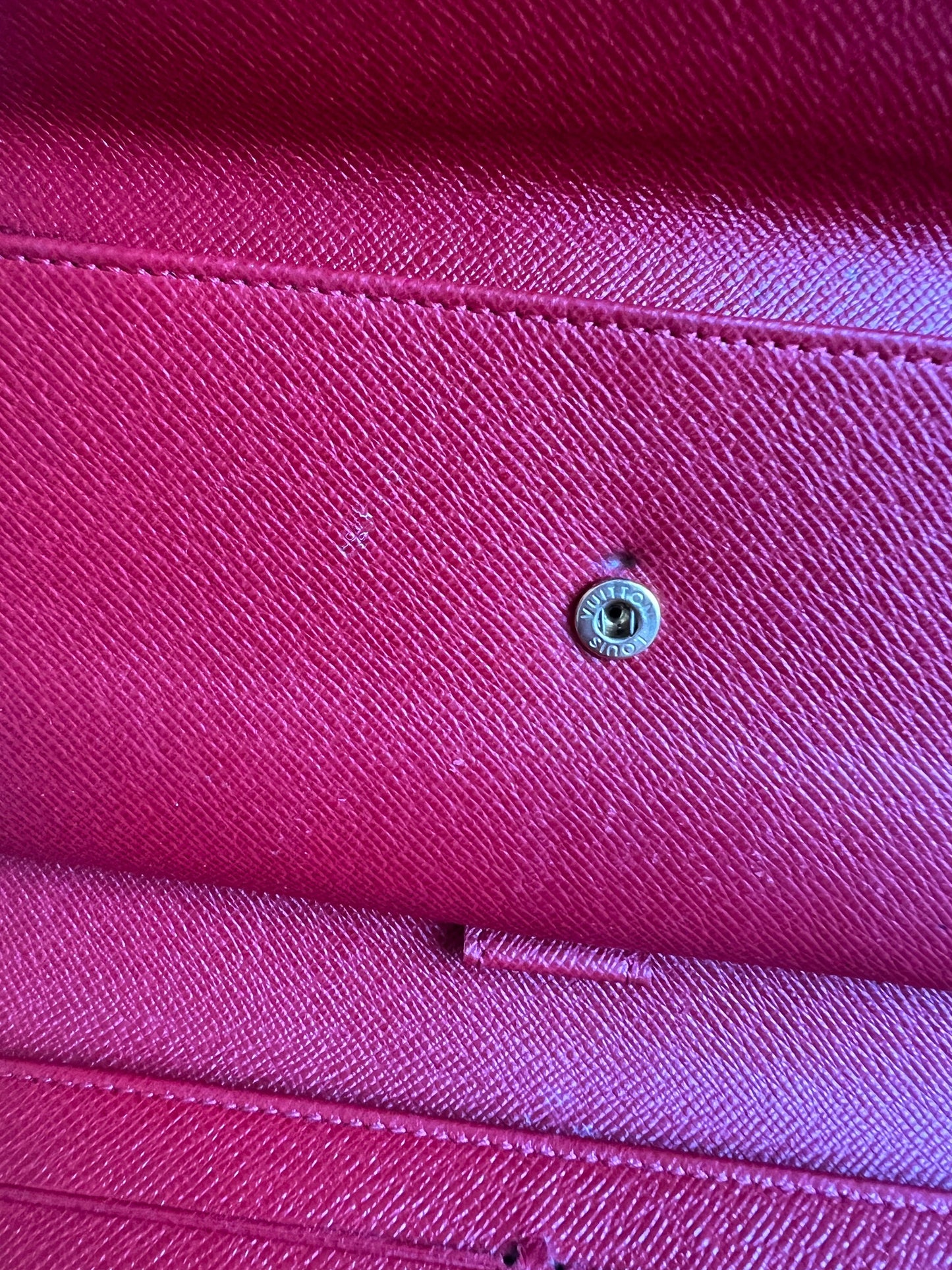Louis Vuitton Sarah Continental Flap Wallet in Red Epi