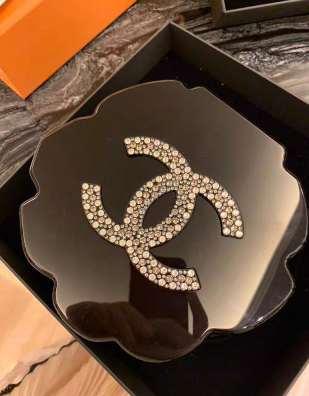 Chanel Strass And Resin Camellia Evening Clutch Bag Silver Hardware 2018