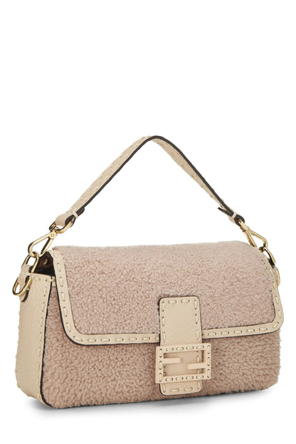 Fendi,  Pink Shearling Baguette Crossbody, Pink