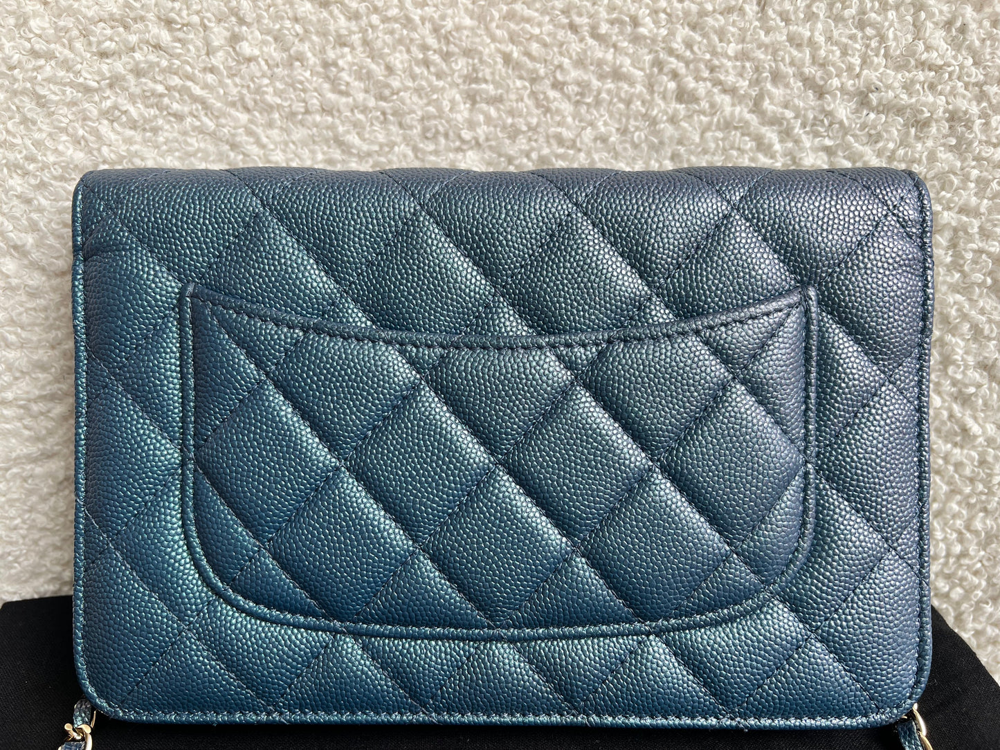Chanel Iridescent Blue Caviar Wallet on Chain