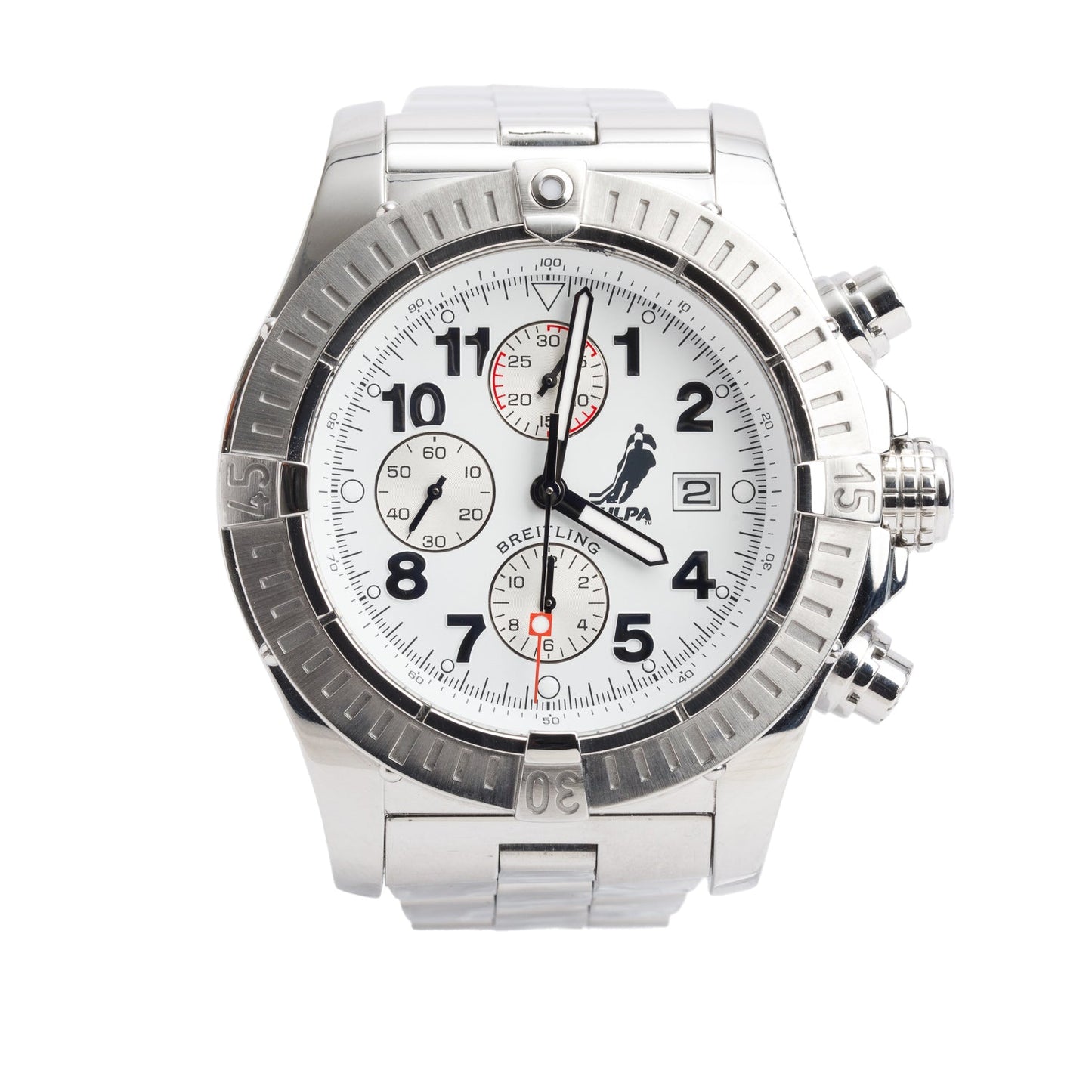 Breitling Stainless Steel Super Avenger NHLPA Special Edition 48 MM Automatic Chronograph Watch White Dial A13370