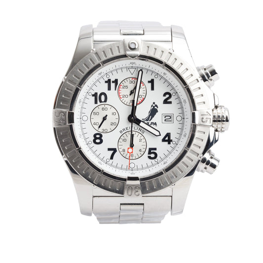 Breitling Stainless Steel Super Avenger NHLPA Special Edition 48 MM Automatic Chronograph Watch White Dial A13370