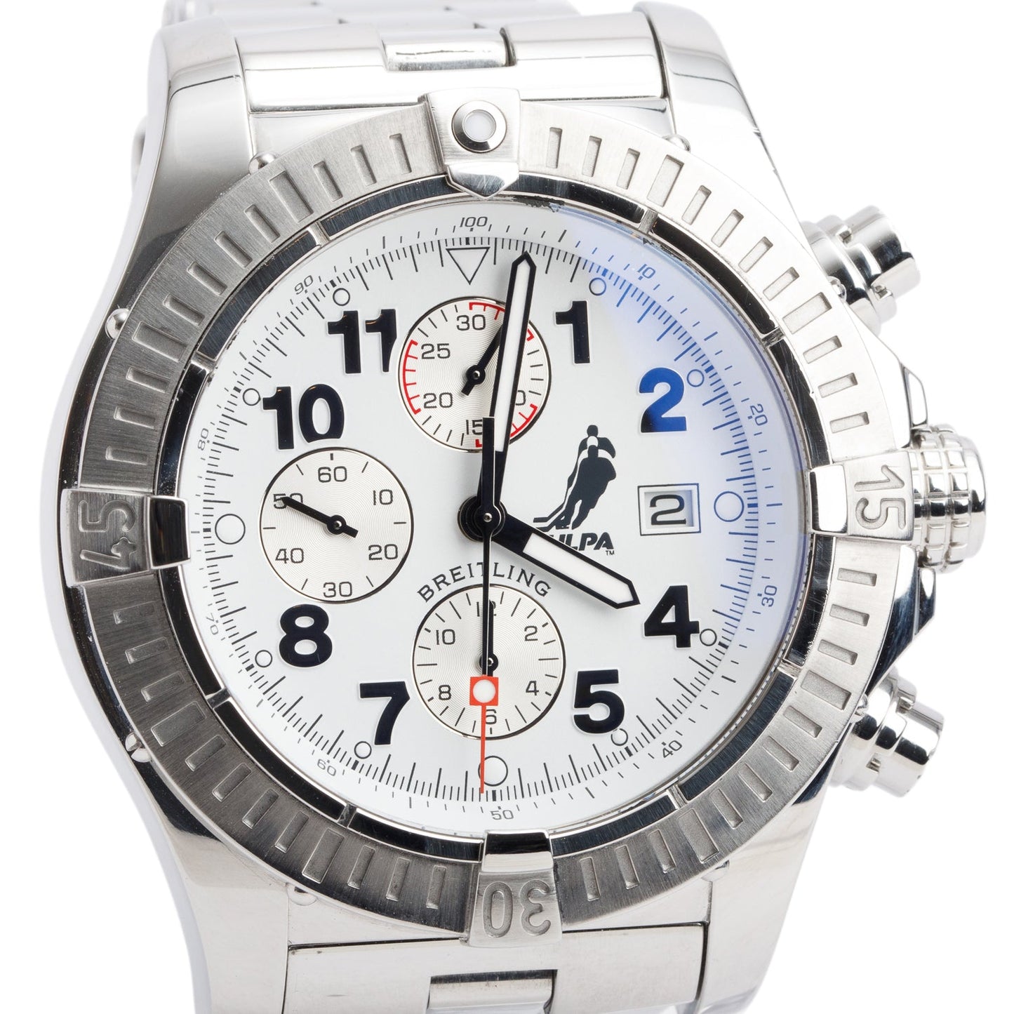 Breitling Stainless Steel Super Avenger NHLPA Special Edition 48 MM Automatic Chronograph Watch White Dial A13370