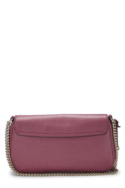 Gucci,  Purple Grained Leather Soho Chain Flap Crossbody, Purple