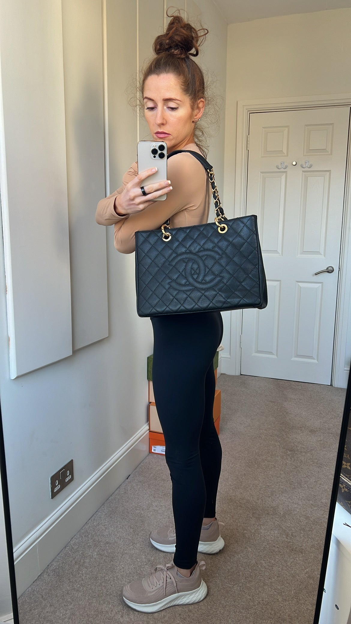 Chanel Caviar Black Gold Luxury Tote
