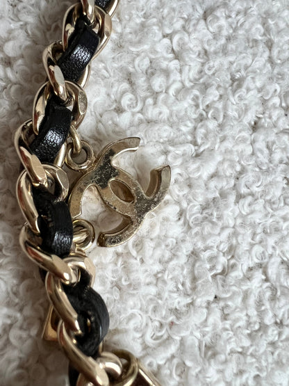 Chanel Leather Enchained Logo Charm Bracelet