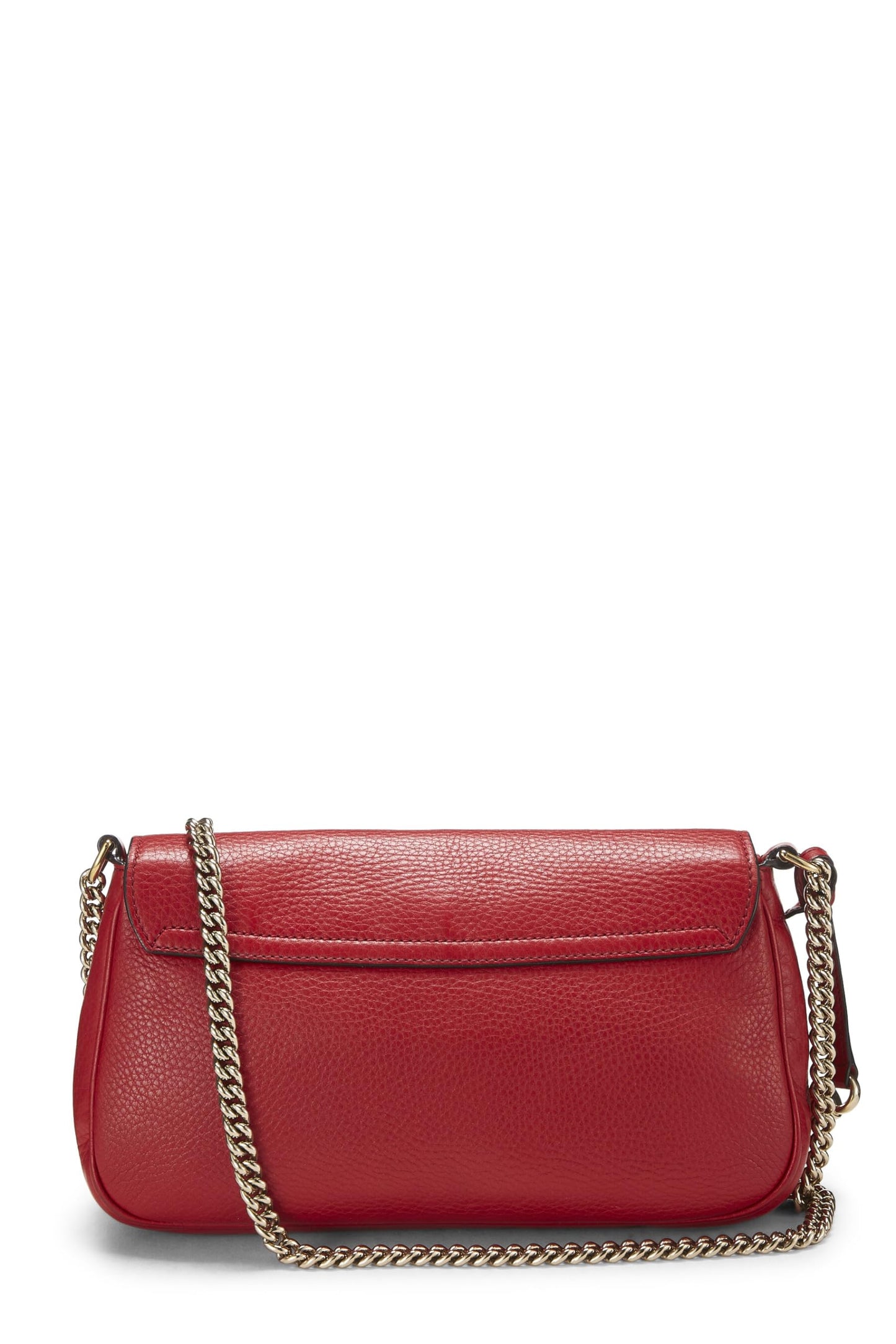 Gucci,  Red Grained Leather Soho Chain Flap Crossbody, Red