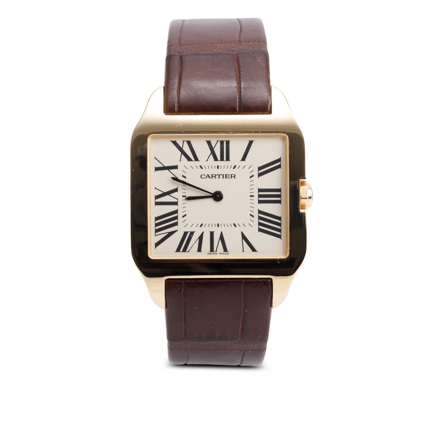 Cartier 18k Yellow Gold Santos Dumont Watch White Dial, Large Model 2649