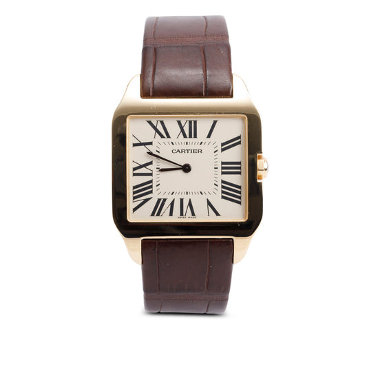 Cartier 18k Yellow Gold Santos Dumont Watch White Dial, Large Model 2649