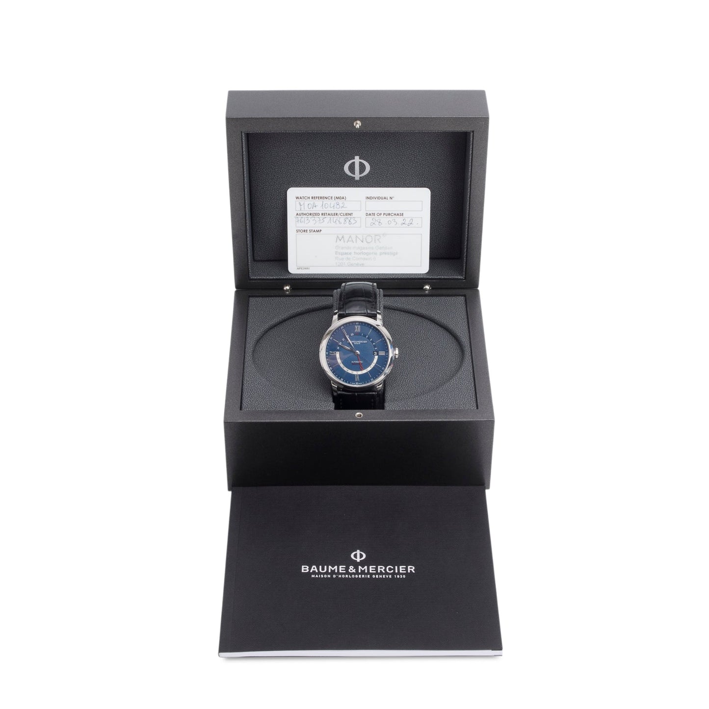 Baume & Mercier 2022 Stainless Steel Classima 42 MM Automatic GMT Watch Blue Dial w/ Box & Papers