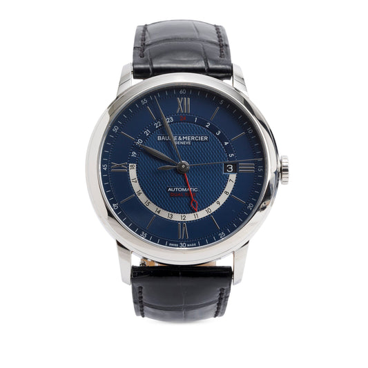 Baume & Mercier 2022 Stainless Steel Classima 42 MM Automatic GMT Watch Blue Dial w/ Box & Papers