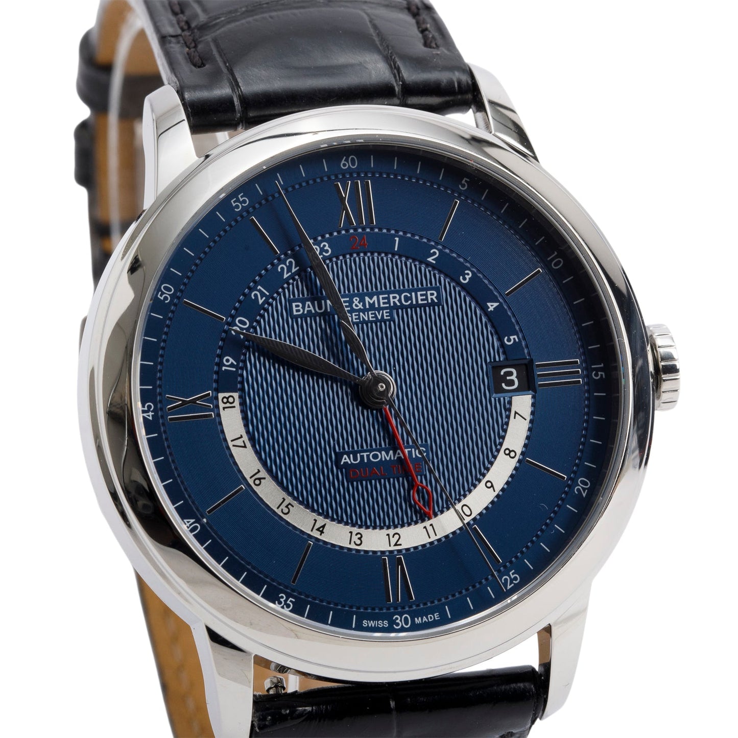 Baume & Mercier 2022 Stainless Steel Classima 42 MM Automatic GMT Watch Blue Dial w/ Box & Papers