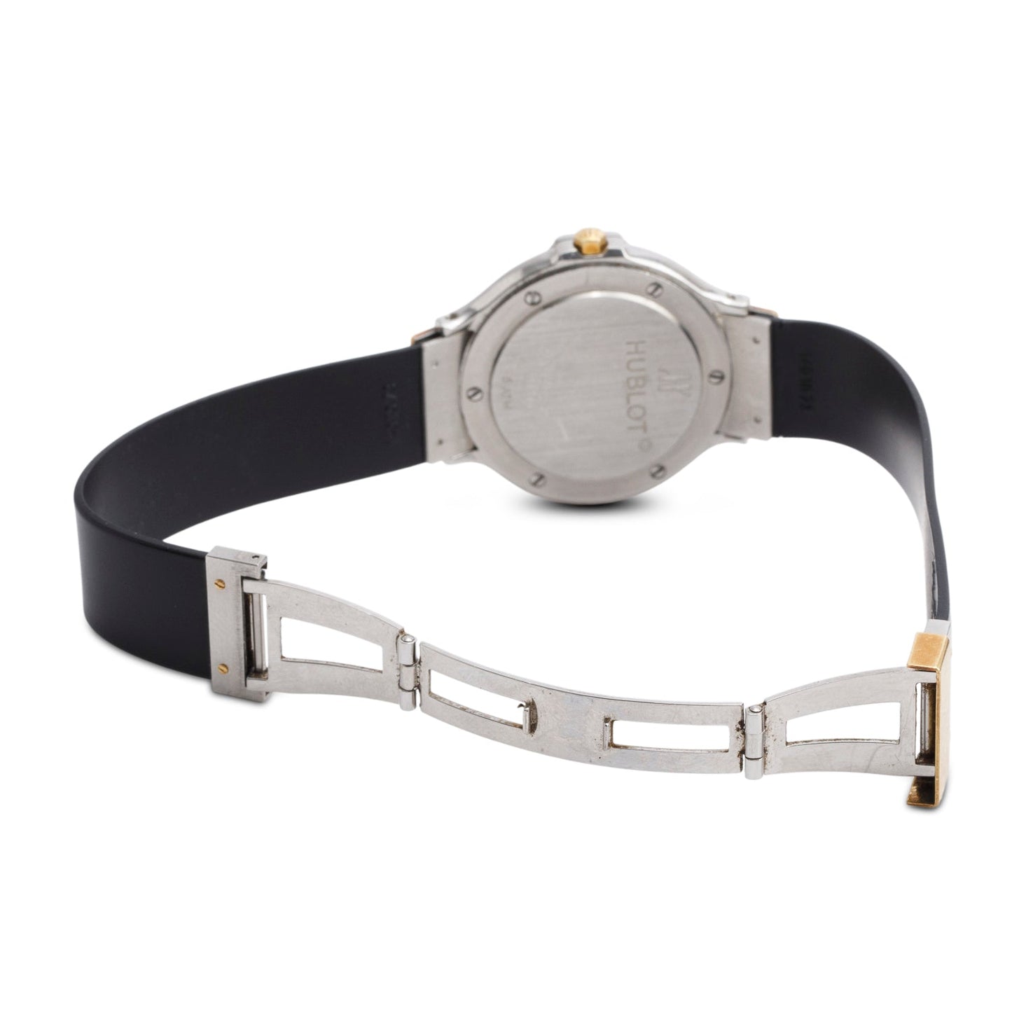 Hublot Stainless Steel & 18k Gold Diamond Bezel Classic MDM 32 MM Quartz Watch Black Dial