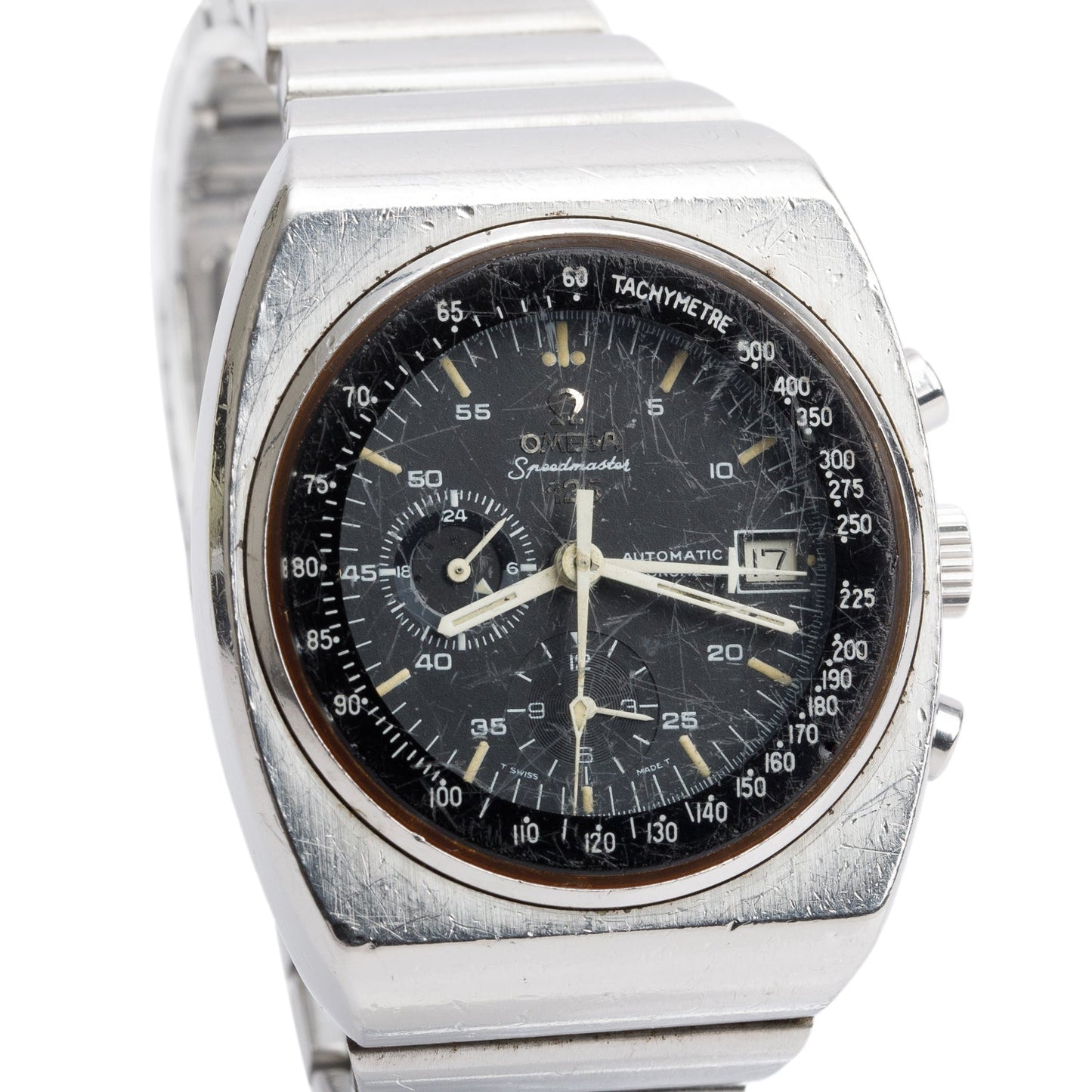 Omega Vintage Stainless Steel Speedmaster 42 MM Chronograph Automatic Watch Black Dial