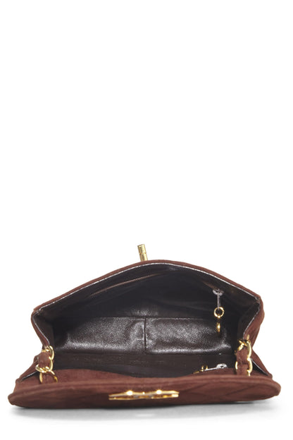 Chanel,  Brown Suede Crossbody, Brown