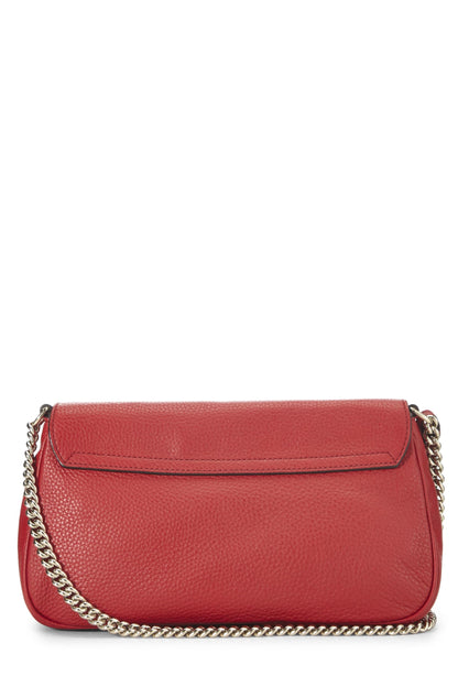 Gucci,  Red Grained Leather Soho Chain Flap Crossbody, Red