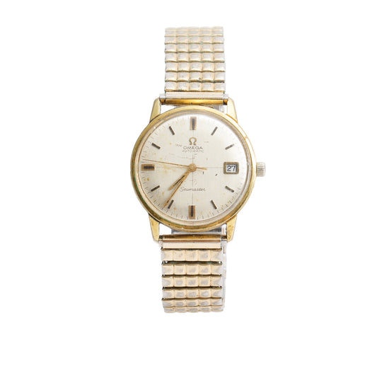 Omega Vintage Gold-Plated Stainless Steel Seamaster Automatic 34 MM Automatic Watch w/ Box & Papers