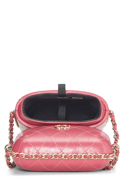 Chanel,  Pink Calfskin Crossbody Chain Phone Holder, Pink