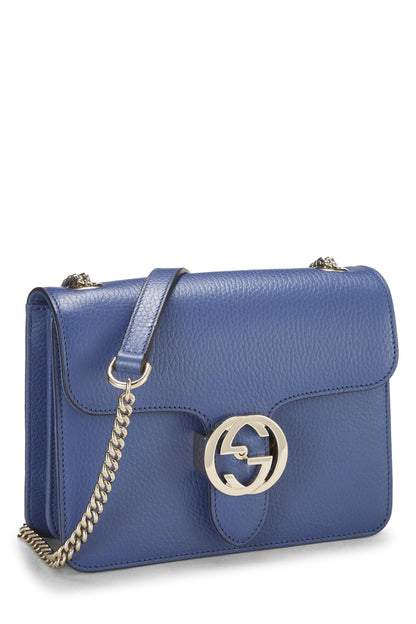 Gucci,  Blue Leather Interlocking Crossbody Small, Blue