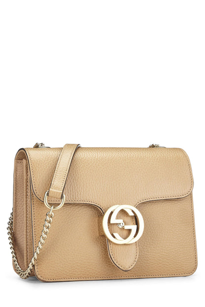 Gucci,  Beige Leather Interlocking Crossbody Small, Beige