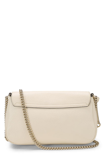 Gucci,  White Grained Leather Soho Chain Flap Crossbody, White