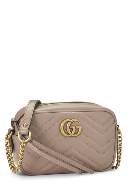 Gucci,  Pink Leather GG Marmont Crossbody Bag Small, Pink