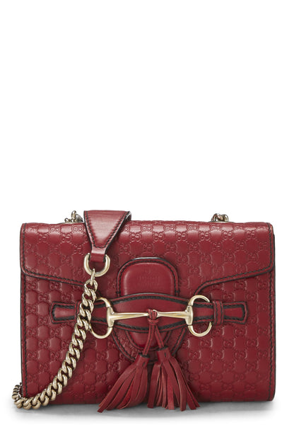 Gucci,  Pink Microguccissima Leather Emily Chain Crossbody Bag, Red