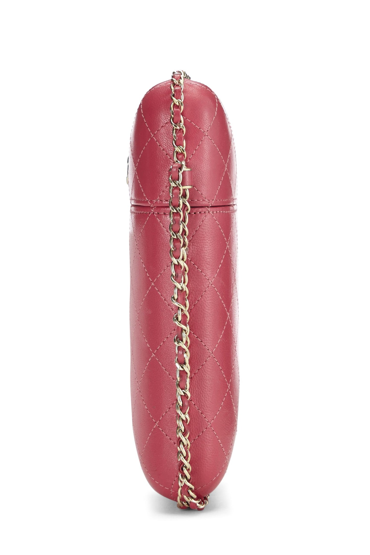 Chanel,  Pink Calfskin Crossbody Chain Phone Holder, Pink