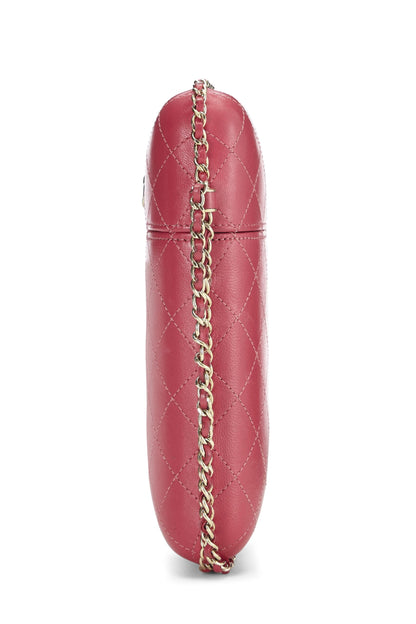 Chanel,  Pink Calfskin Crossbody Chain Phone Holder, Pink