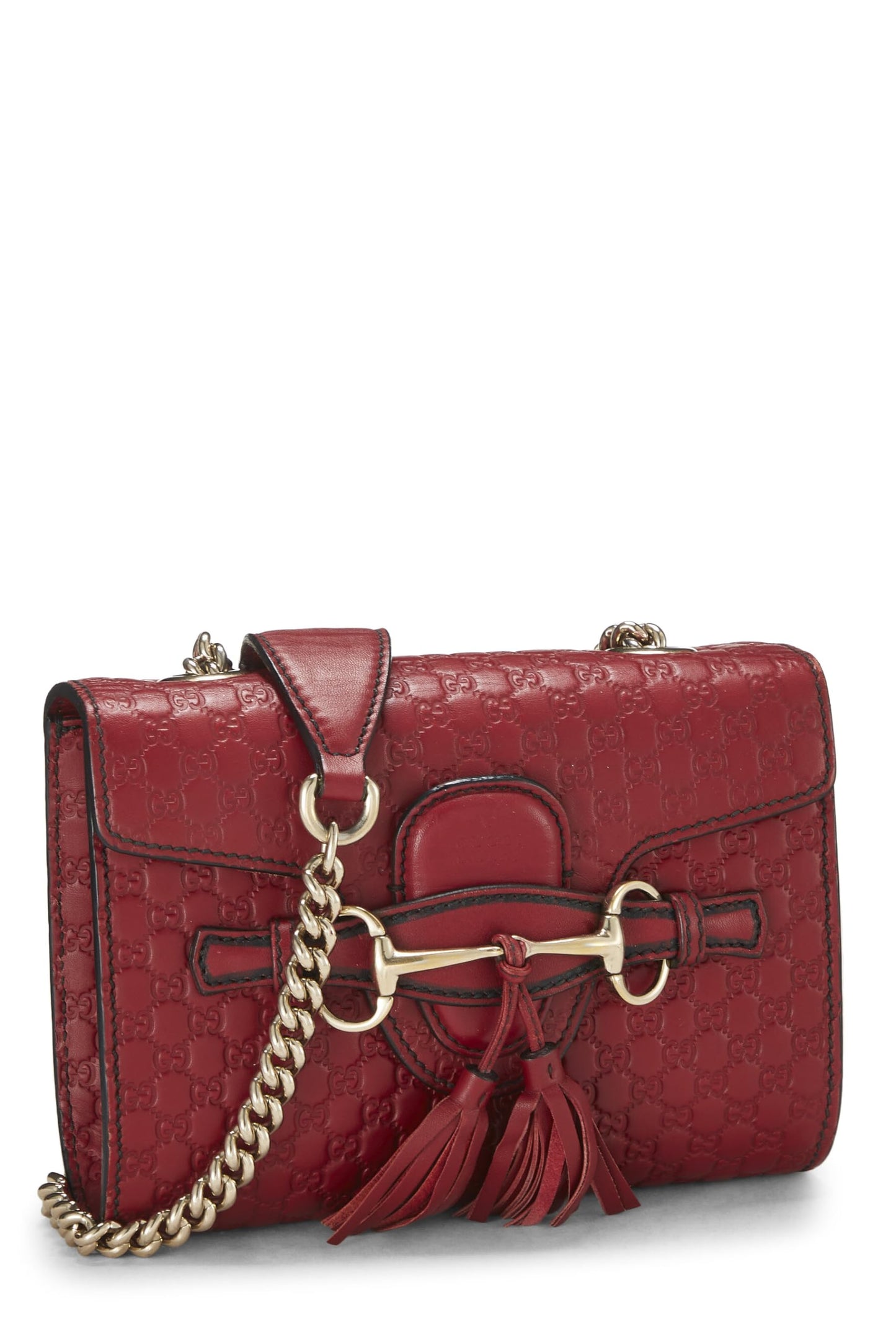 Gucci,  Pink Microguccissima Leather Emily Chain Crossbody Bag, Red