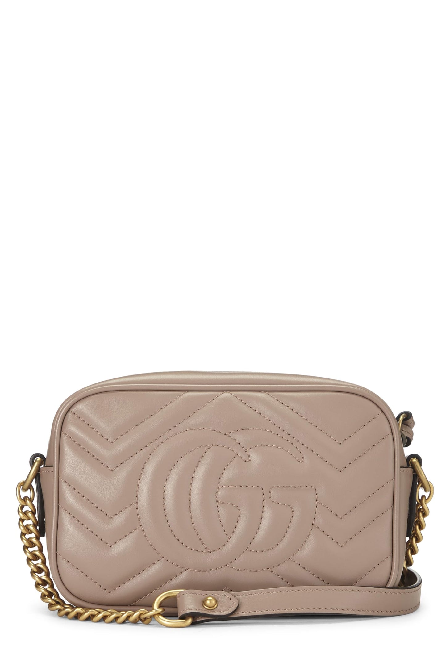 Gucci,  Pink Leather GG Marmont Crossbody Bag Small, Pink