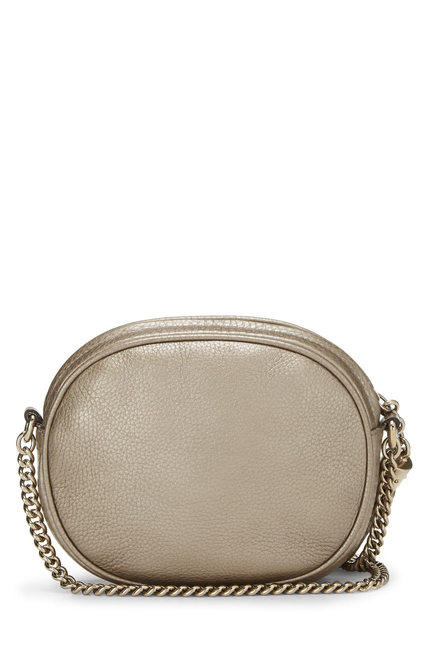 Gucci,  Metallic Gold Leather Soho Round Chain Crossbody Mini, Gold