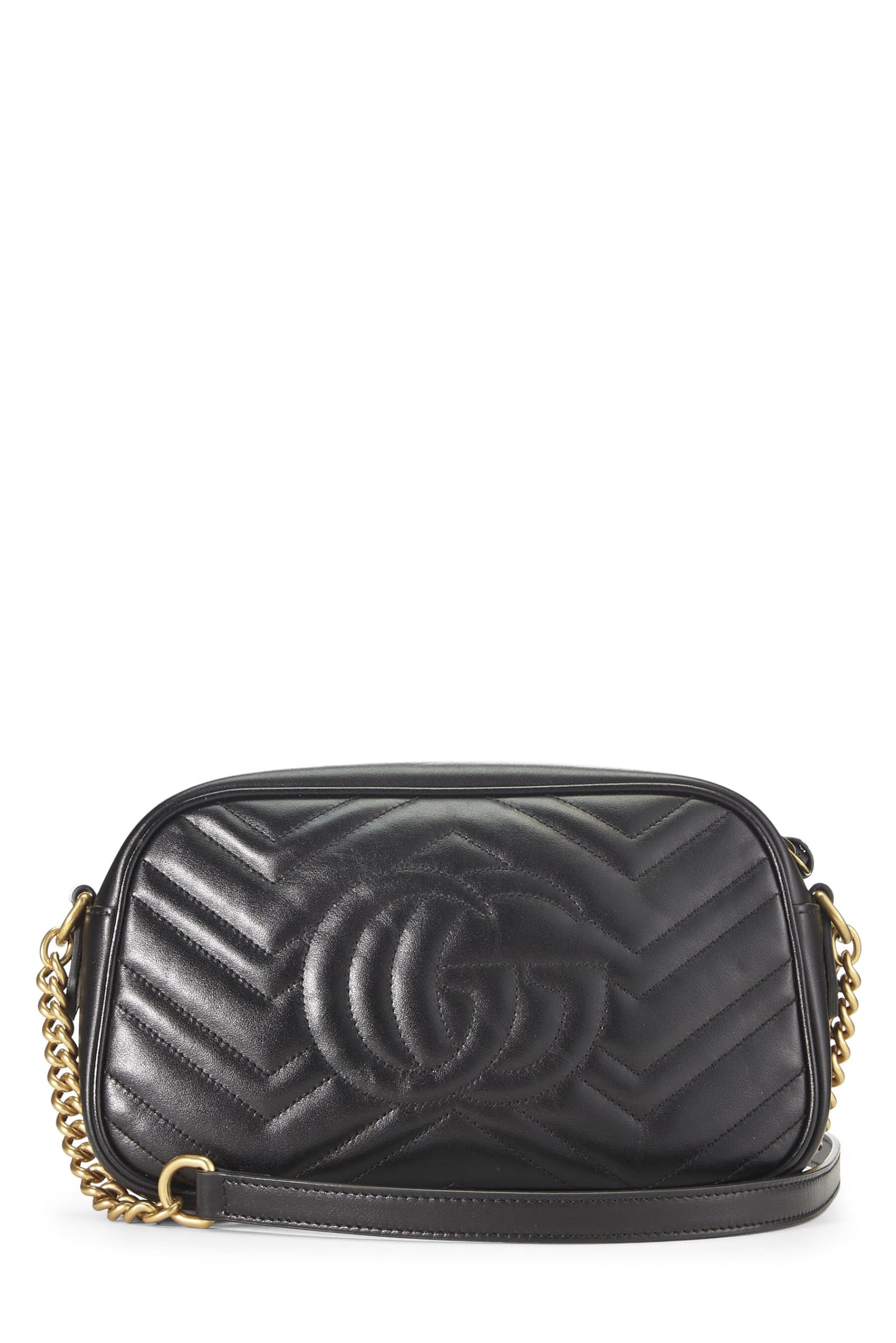 Gucci,  Black Leather GG Marmont Crossbody Small, Black