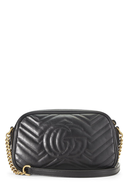Gucci,  Black Leather GG Marmont Crossbody Small, Black