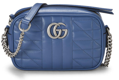 Gucci,  Blue GG Marmont Crossbody Mini, Blue