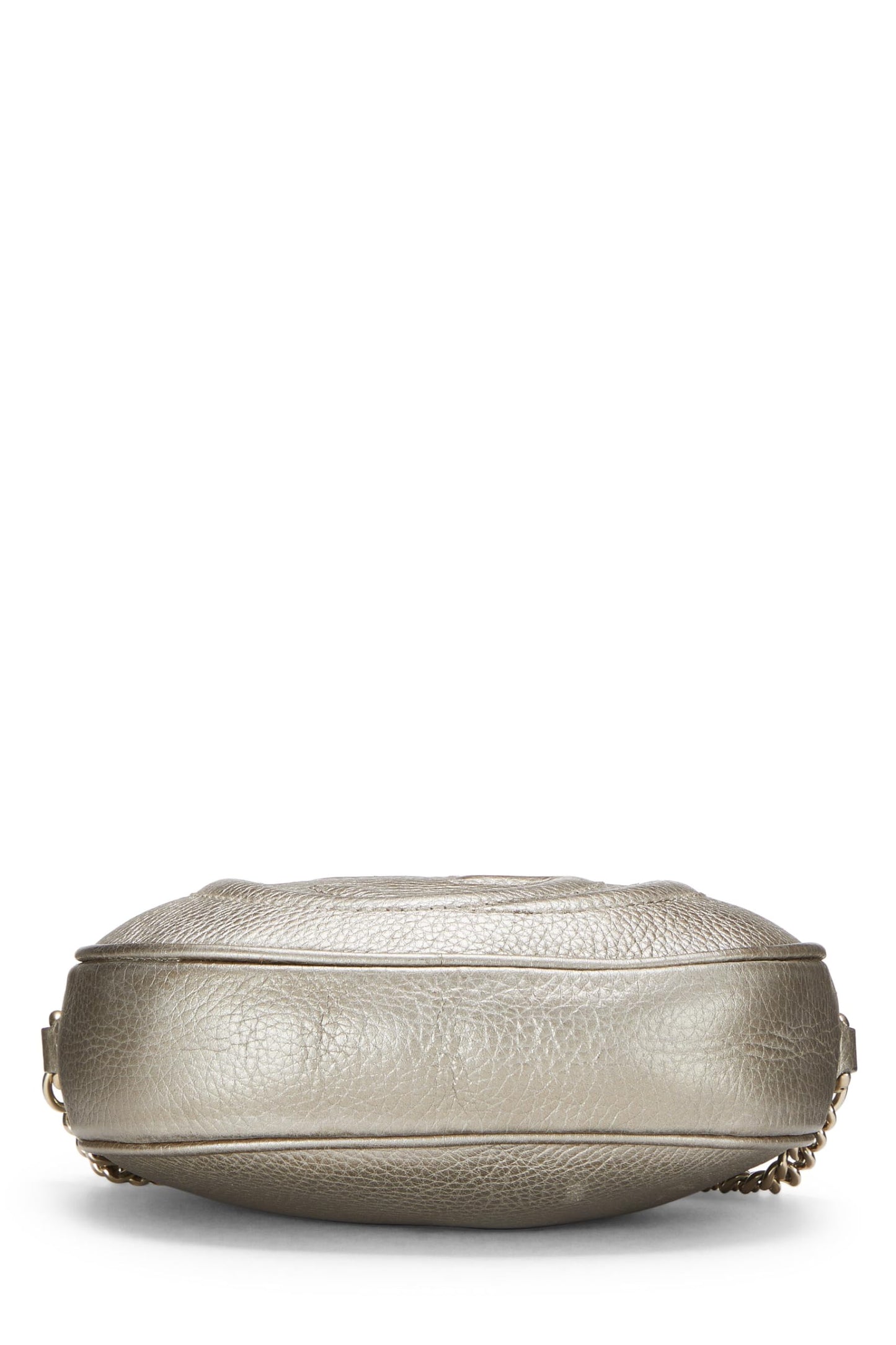 Gucci,  Metallic Gold Leather Soho Round Chain Crossbody Mini, Gold