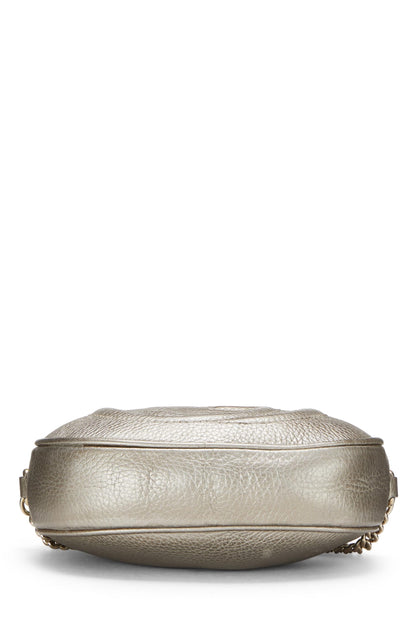 Gucci,  Metallic Gold Leather Soho Round Chain Crossbody Mini, Gold