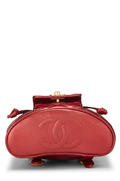 Chanel, Red Metallic Leather Classic Backpack Mini, Red