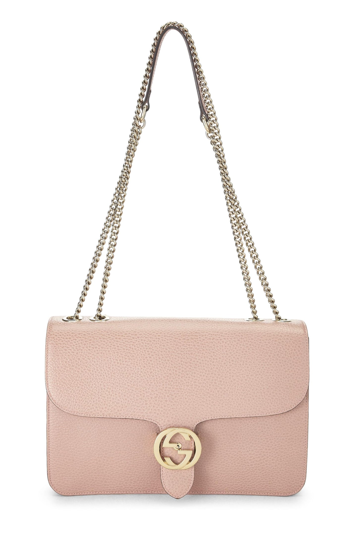 Gucci,  Pink Leather Interlocking GG Crossbody Bag, Pink