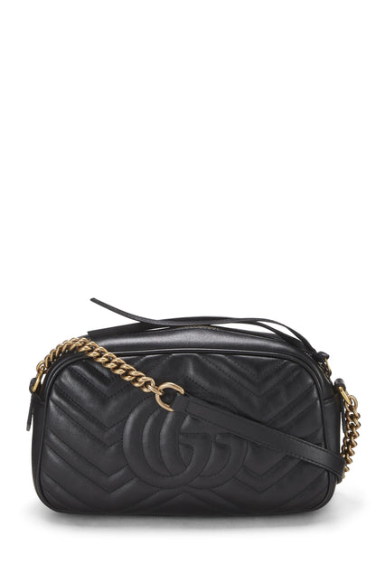 Gucci,  Black Leather GG Marmont Crossbody Small, Black