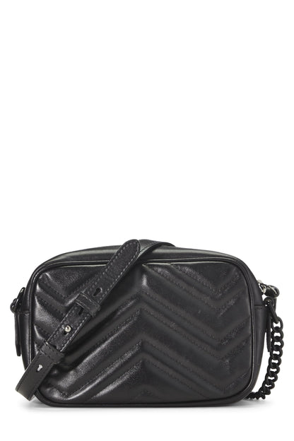 Gucci,  Black Leather GG Marmont Crossbody Mini, Black