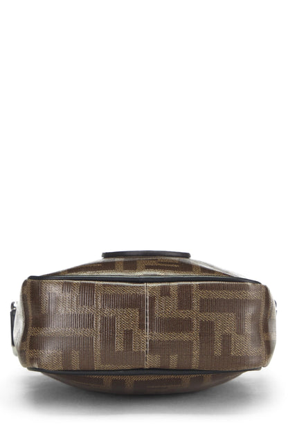 Fendi,  Black & Brown Zucca Coated Canvas Crossbody Bag, Black