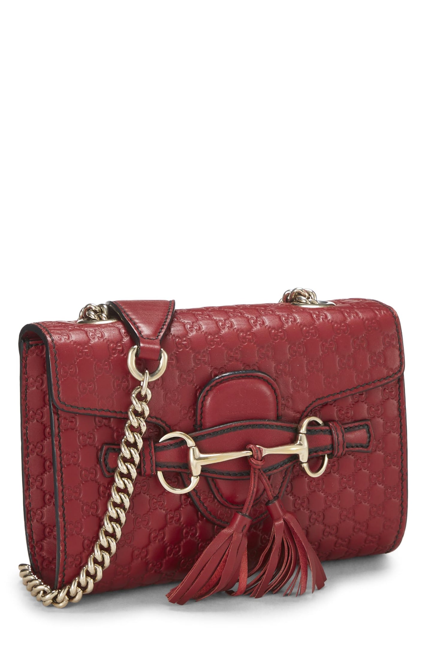 Gucci,  Red Microguccissima Leather Emily Chain Crossbody Bag, Red
