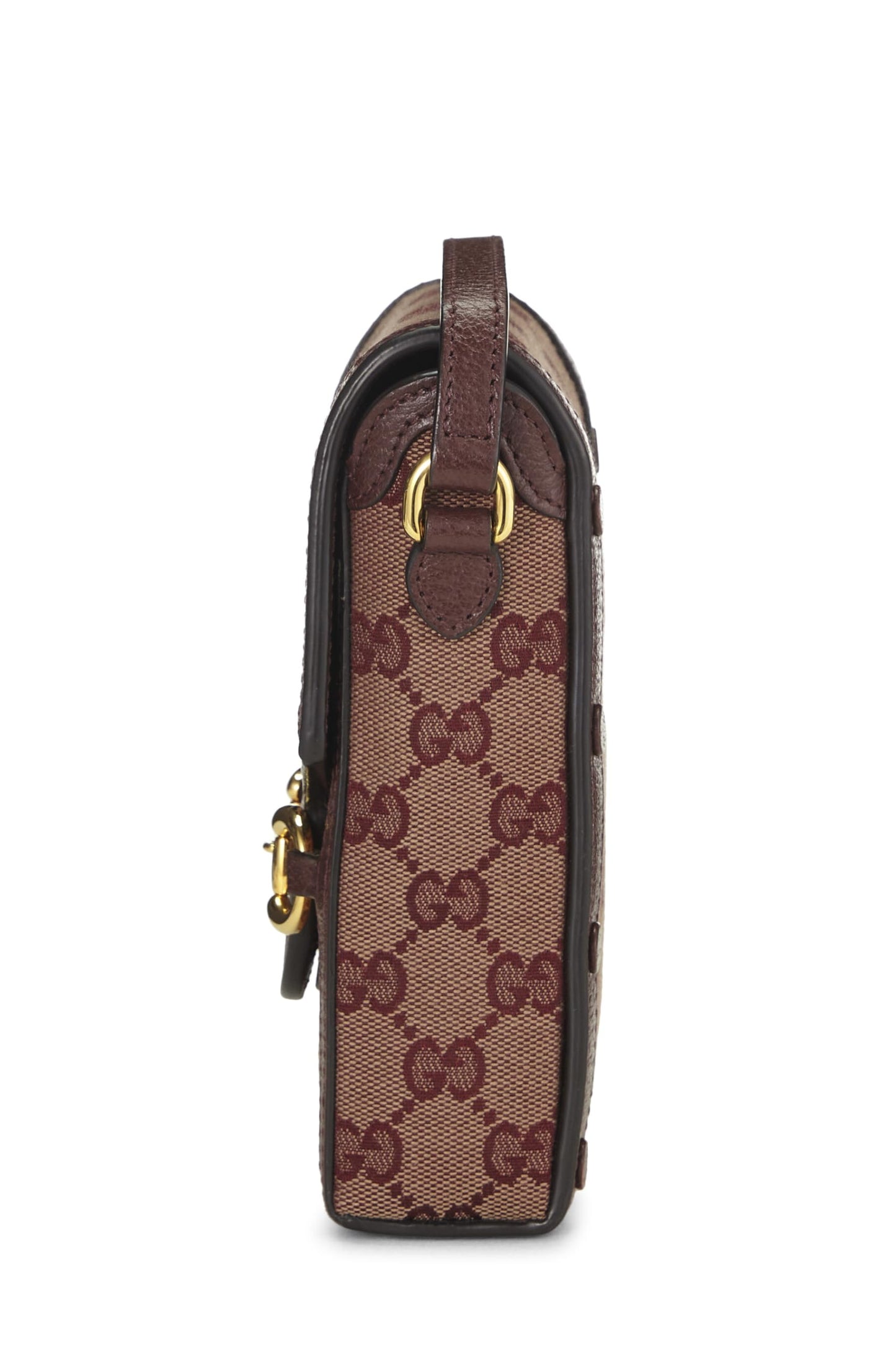 Gucci,  Burgundy Original GG Canvas Horsebit Crossbody, Burgundy