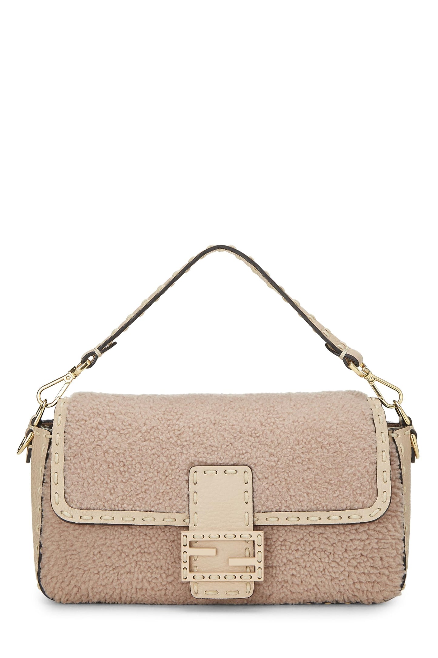 Fendi,  Pink Shearling Baguette Crossbody, Pink