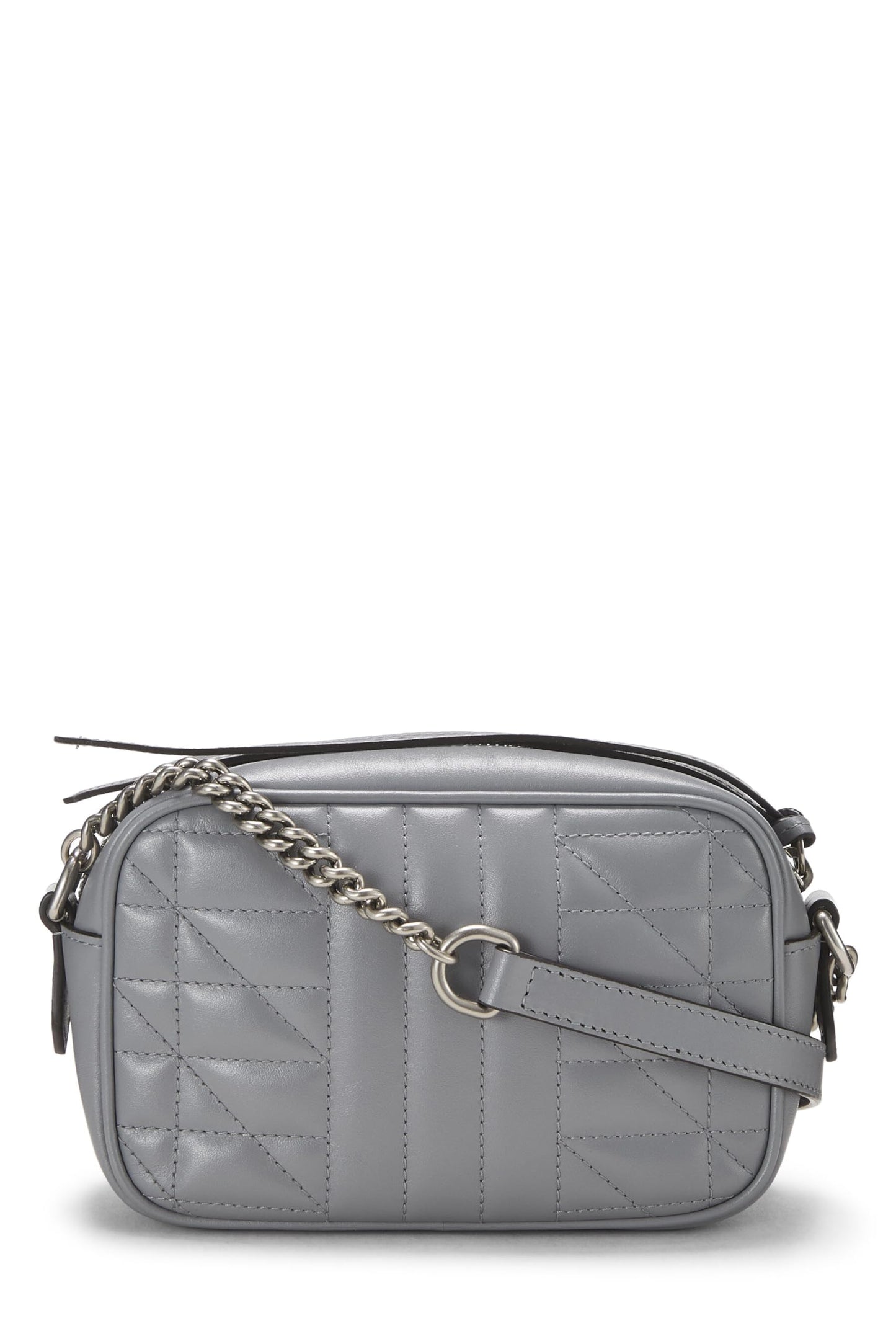 Gucci,  Grey Leather GG Marmont Crossbody Mini, Grey