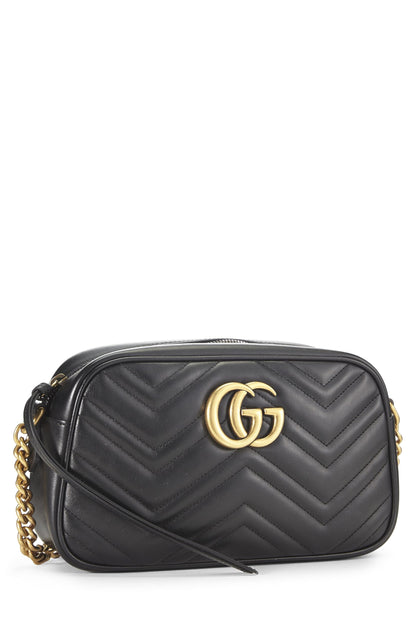 Gucci,  Black Leather GG Marmont Crossbody Small, Black